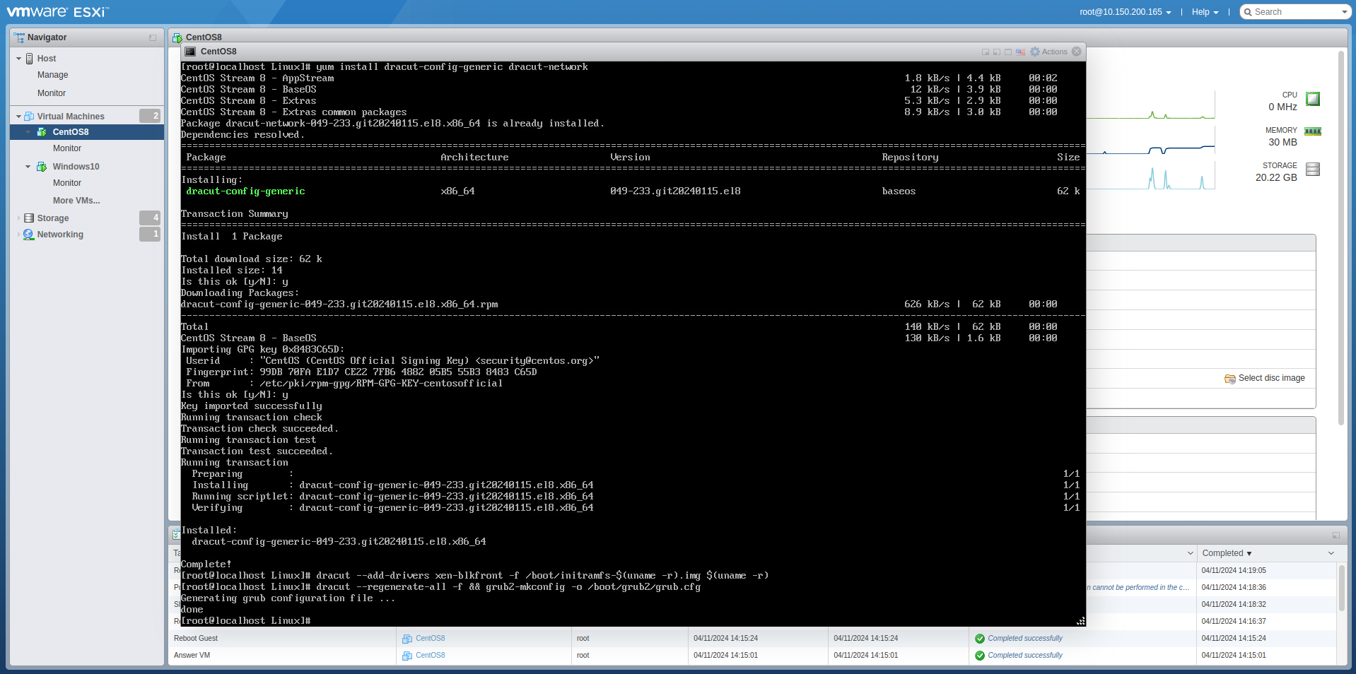 Подготовка CentOS 8 для импорта в Numa vServer