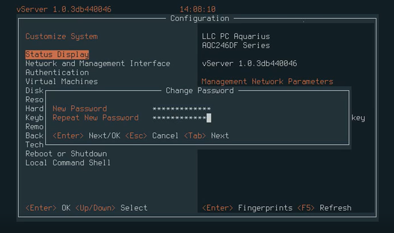 Ввод пароля главного администратора root